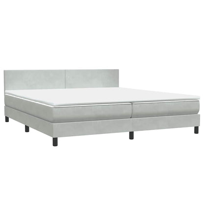 vidaXL Boxspringbett mit Matratze Hellgrau 200x220 cm Samt
