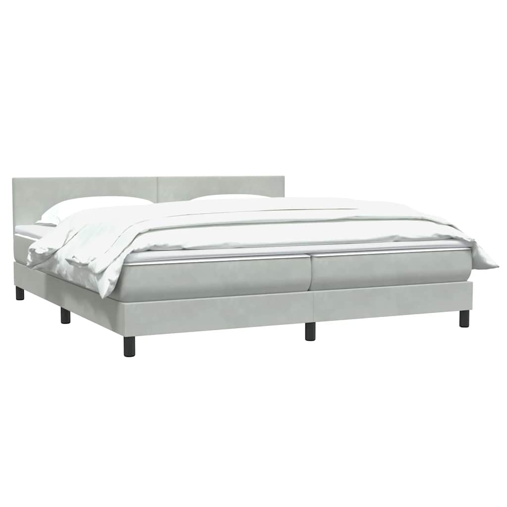 vidaXL Boxspringbett mit Matratze Hellgrau 200x220 cm Samt