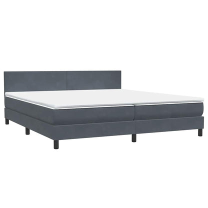vidaXL Boxspringbett mit Matratze Dunkelgrau 200x220 cm Samt