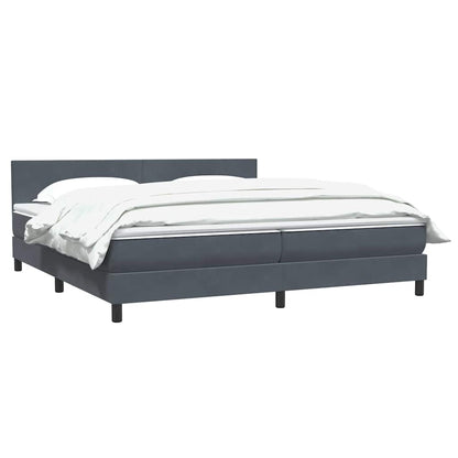vidaXL Boxspringbett mit Matratze Dunkelgrau 200x220 cm Samt