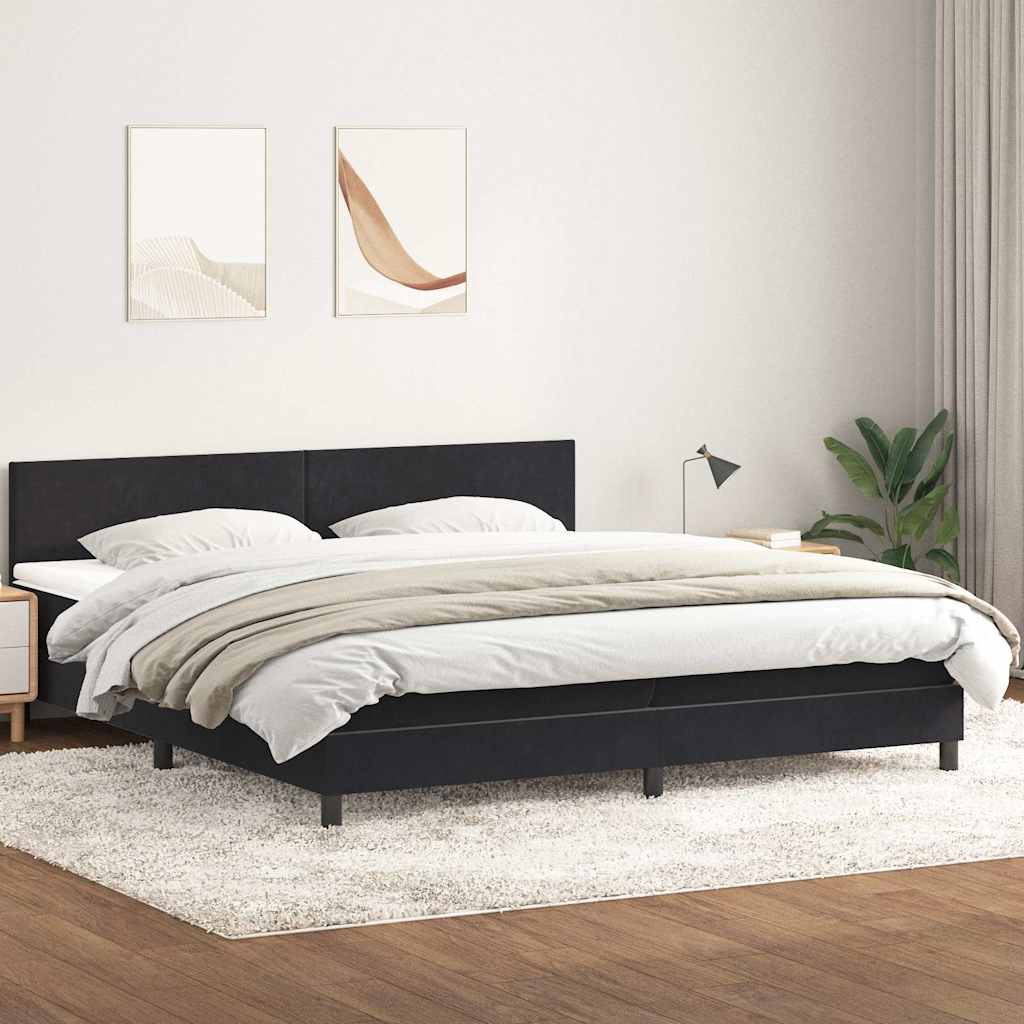 vidaXL Boxspringbett mit Matratze Schwarz 200x220 cm Samt