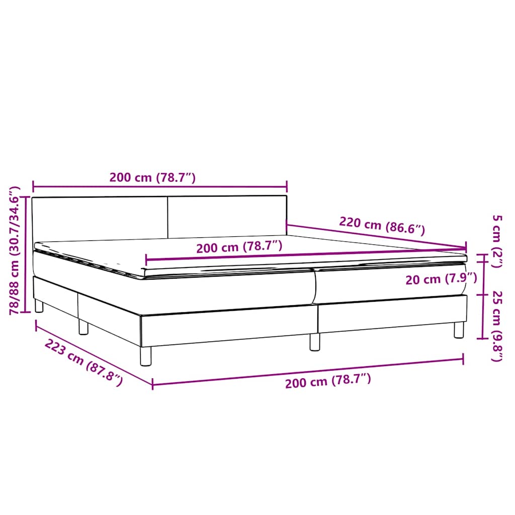 vidaXL Boxspringbett mit Matratze Dunkelgrün 200x220 cm Samt