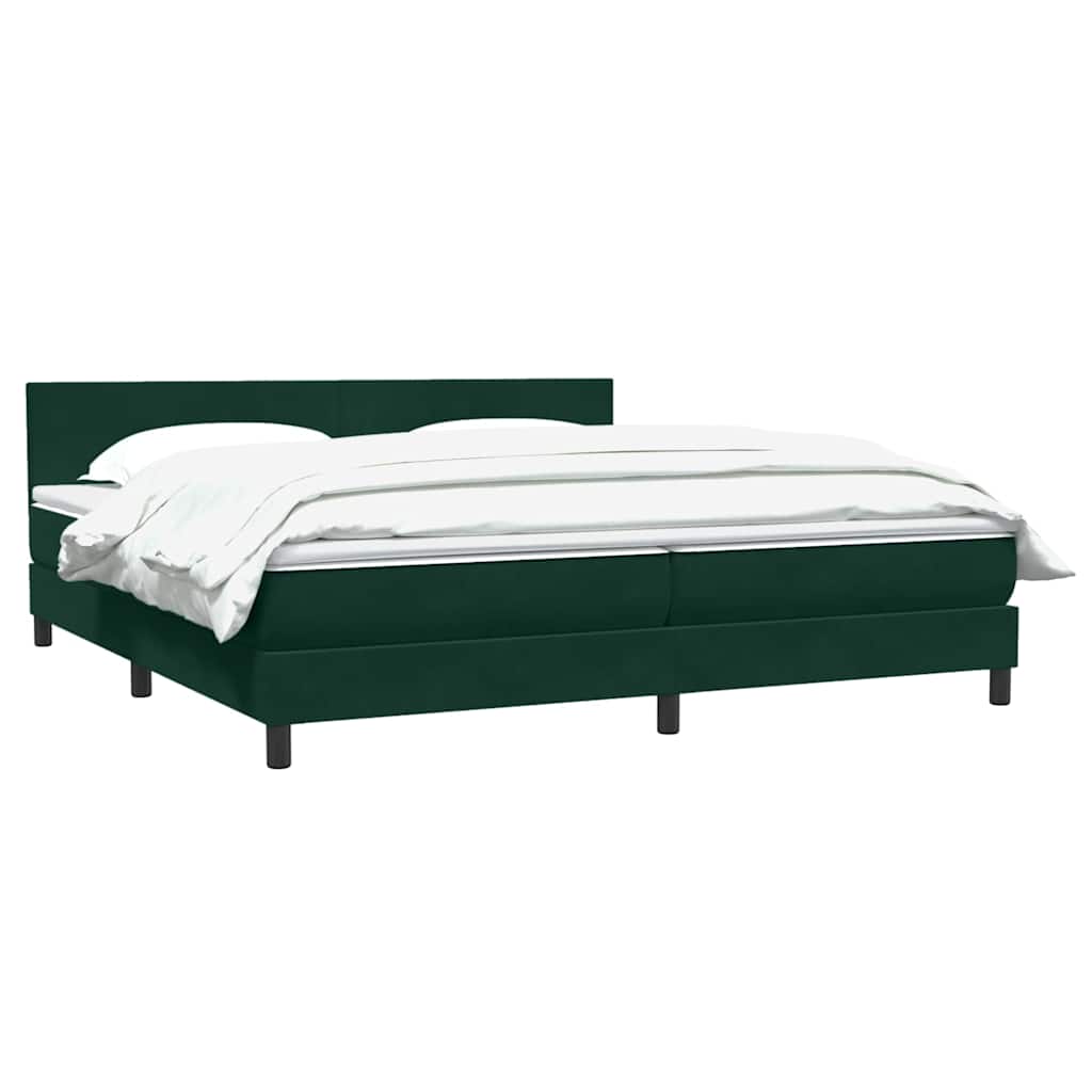vidaXL Boxspringbett mit Matratze Dunkelgrün 200x220 cm Samt