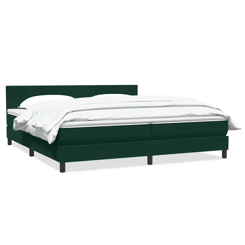 vidaXL Boxspringbett mit Matratze Dunkelgrün 200x220 cm Samt