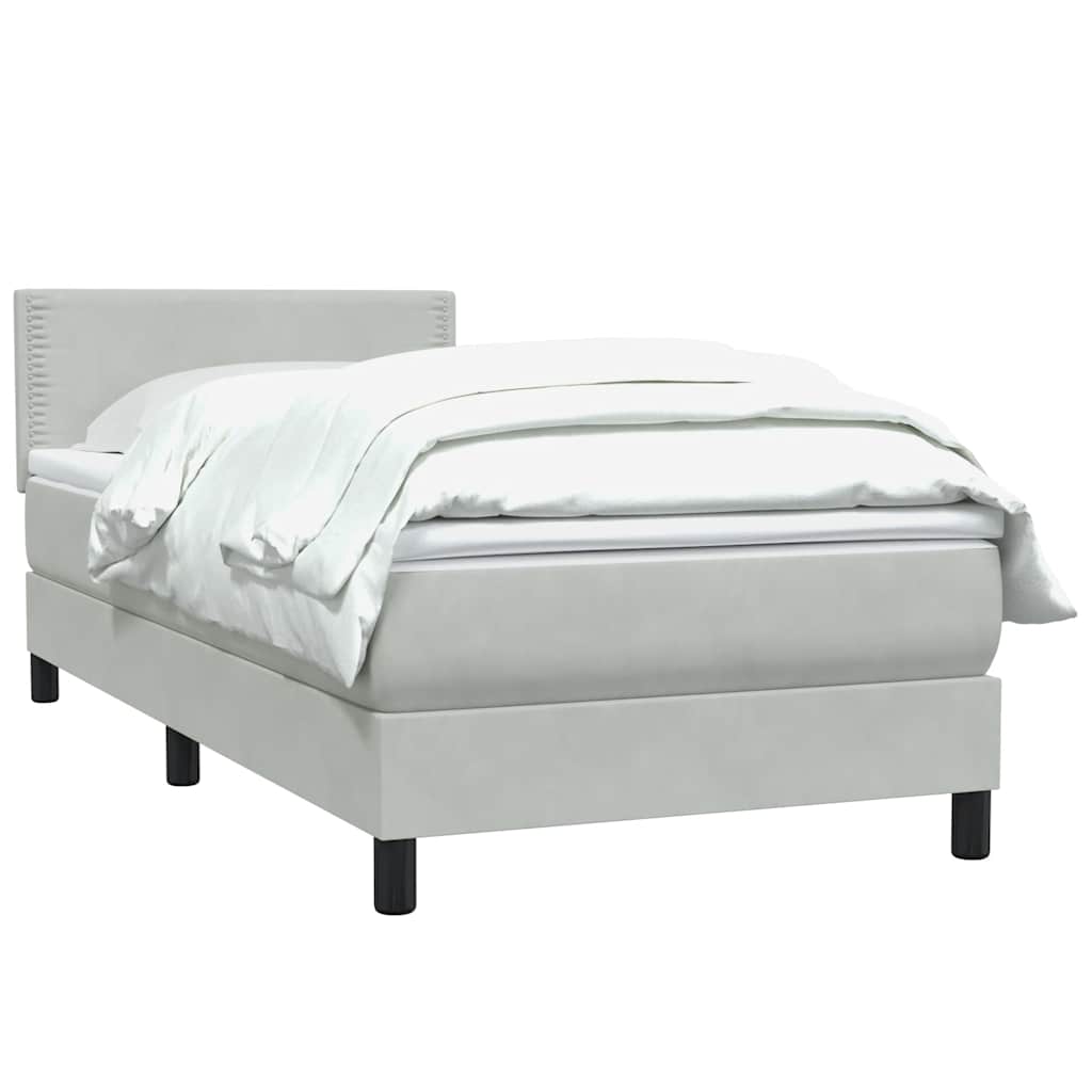 vidaXL Lit coffre avec matelas Gris clair 90x210 cm Velours