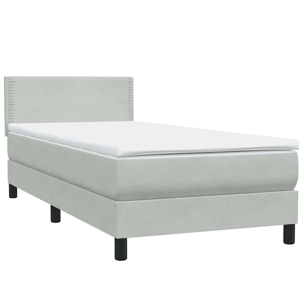 vidaXL Lit coffre avec matelas Gris clair 90x210 cm Velours