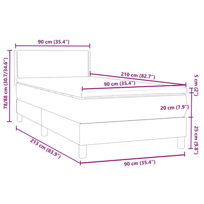 vidaXL Lit coffre avec matelas velours noir 90x210 cm