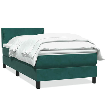 vidaXL Lit coffre avec matelas Vert foncé 100x210 cm Velours