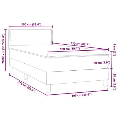 vidaXL Lit coffre avec matelas Vert foncé 100x210 cm Velours
