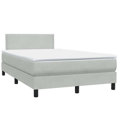 vidaXL Boxspringbett mit Matratze Hellgrau 120x210 cm Samt