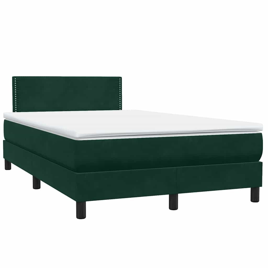 vidaXL Lit coffre avec matelas Vert foncé 120x210 cm Velours
