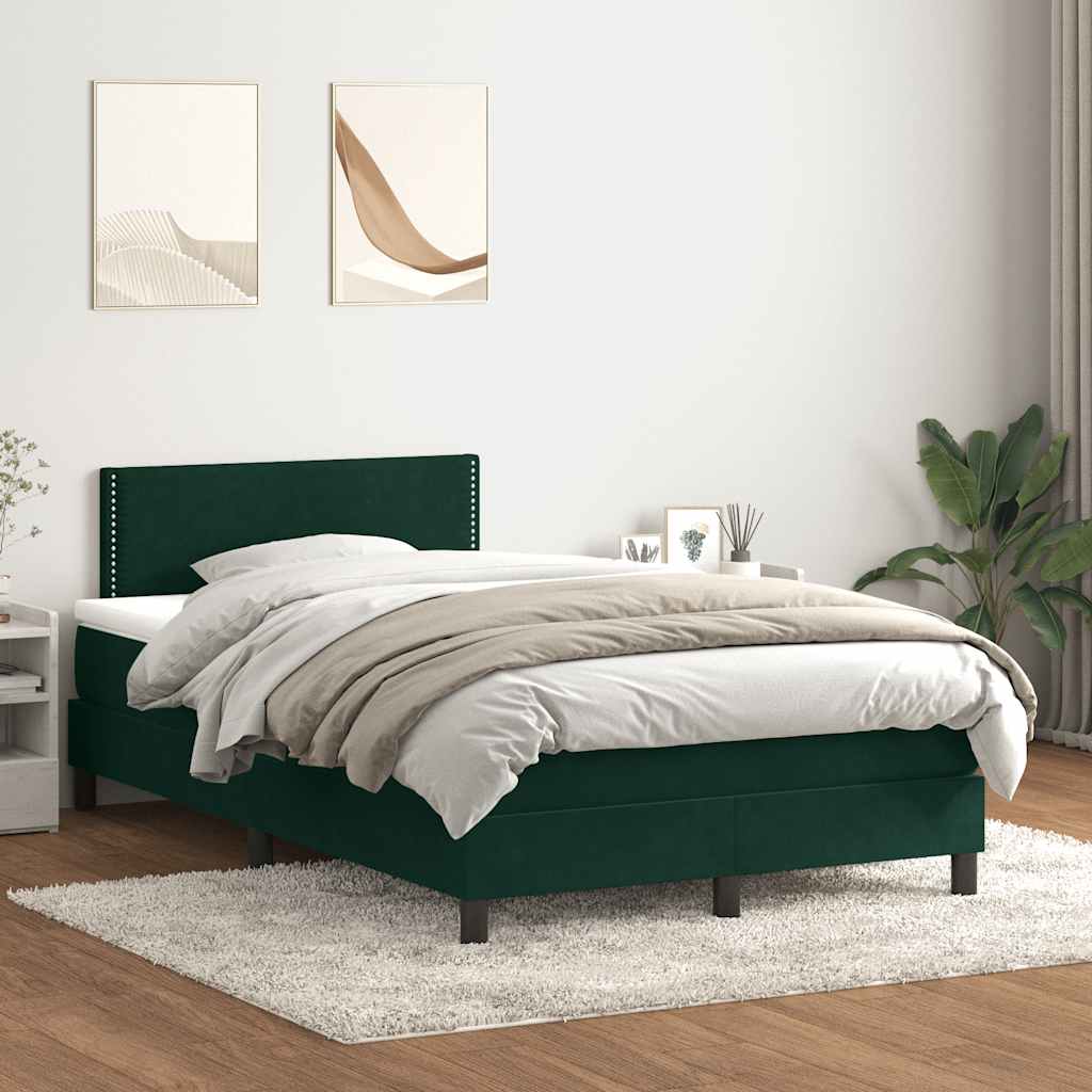 vidaXL Lit coffre avec matelas Vert foncé 120x210 cm Velours