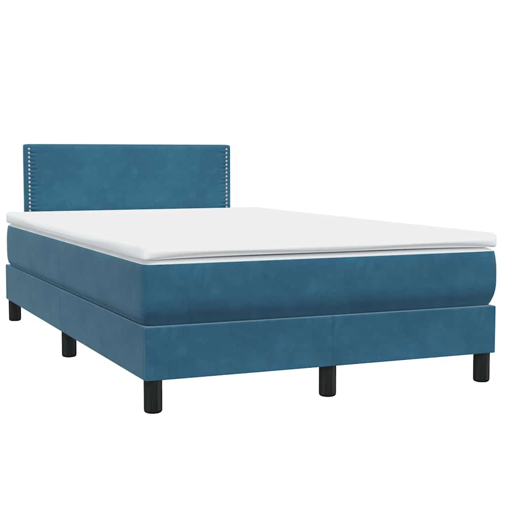 vidaXL Boxspringbett mit Matratze Dunkelblau 120x210 cm Samt