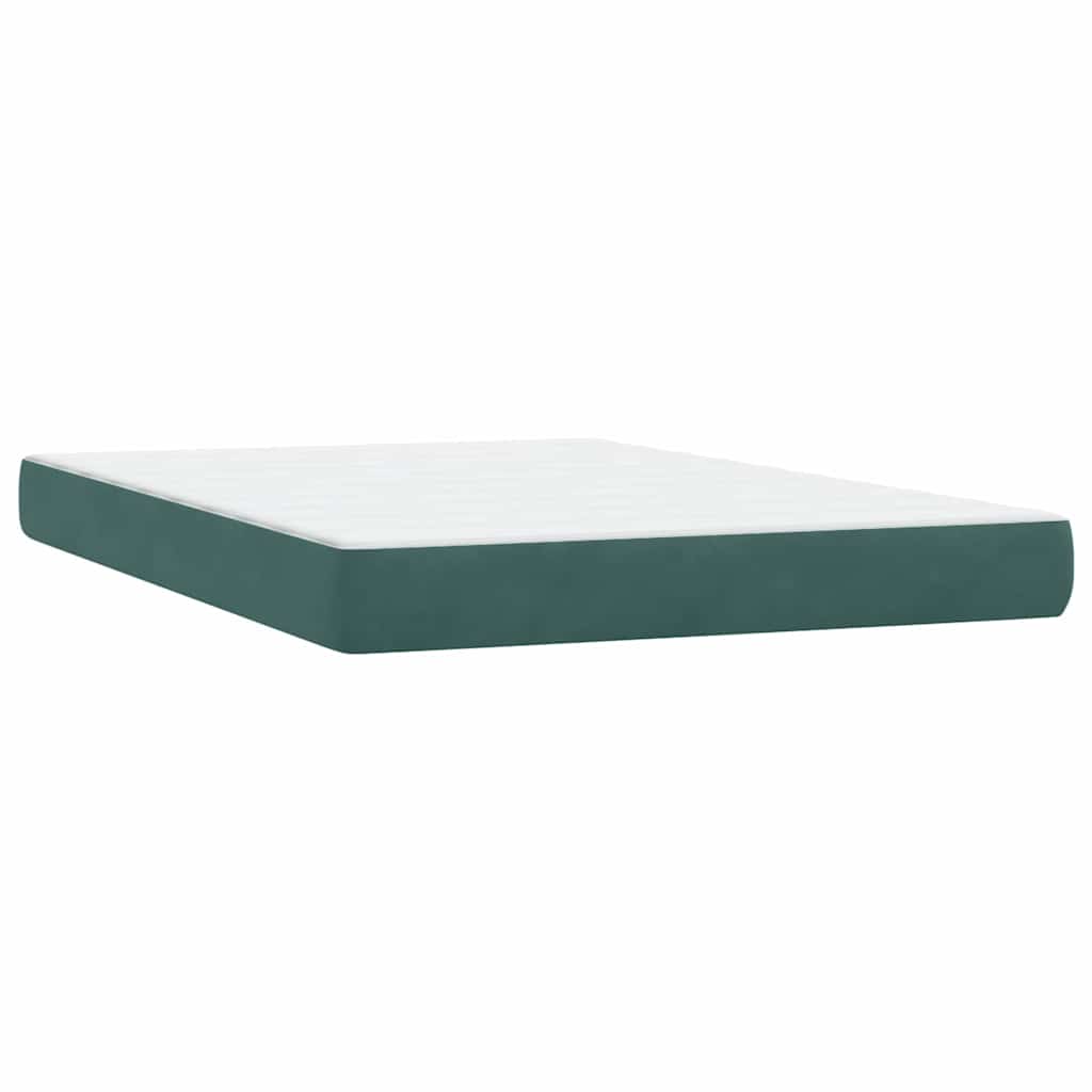 vidaXL Boxspringbett mit Matratze Dunkelgrün 140x210 cm Samt