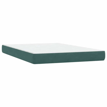 vidaXL Boxspringbett mit Matratze Dunkelgrün 140x210 cm Samt