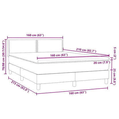 vidaXL Lit tapissier avec matelas Gris clair 160x210 cm Velours