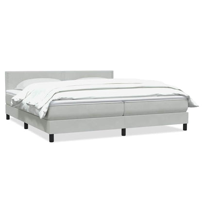 vidaXL Boxspringbett mit Matratze Hellgrau 200x210 cm Samt