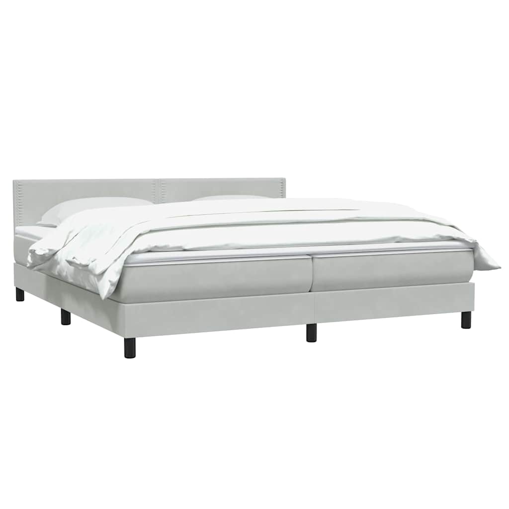 vidaXL Boxspringbett mit Matratze Hellgrau 200x210 cm Samt
