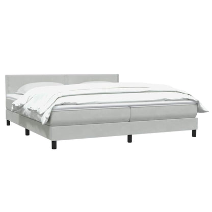 vidaXL Boxspringbett mit Matratze Hellgrau 200x210 cm Samt