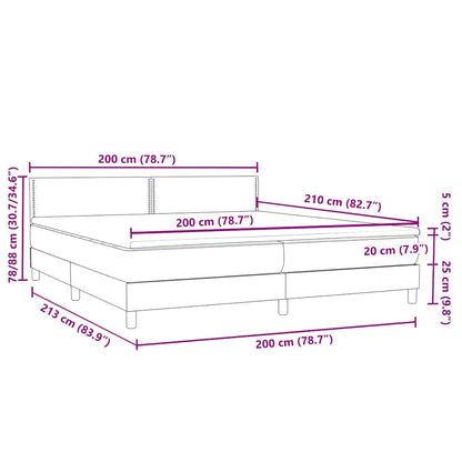 vidaXL Boxspringbett mit Matratze Hellgrau 200x210 cm Samt