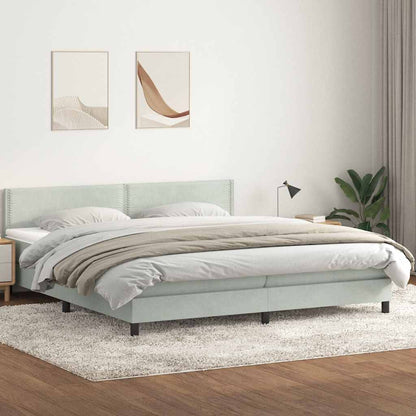 vidaXL Boxspringbett mit Matratze Hellgrau 200x210 cm Samt