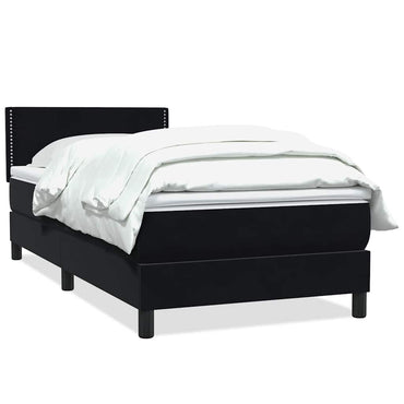 vidaXL Boxspringbett mit Matratze Schwarz 100x220 cm Samt