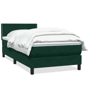 vidaXL Boxspringbett mit Matratze Dunkelgrün 100x220 cm Samt