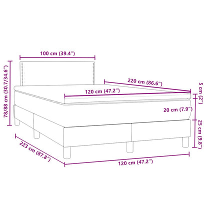 vidaXL Boxspringbett mit Matratze Schwarz 120x220 cm Samt