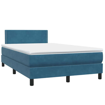 vidaXL Boxspringbett mit Matratze Dunkelblau 120x220 cm Samt