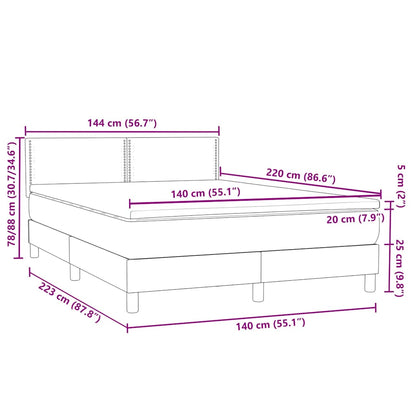 vidaXL Boxspringbett mit Matratze Dunkelgrau 140x220 cm Samt