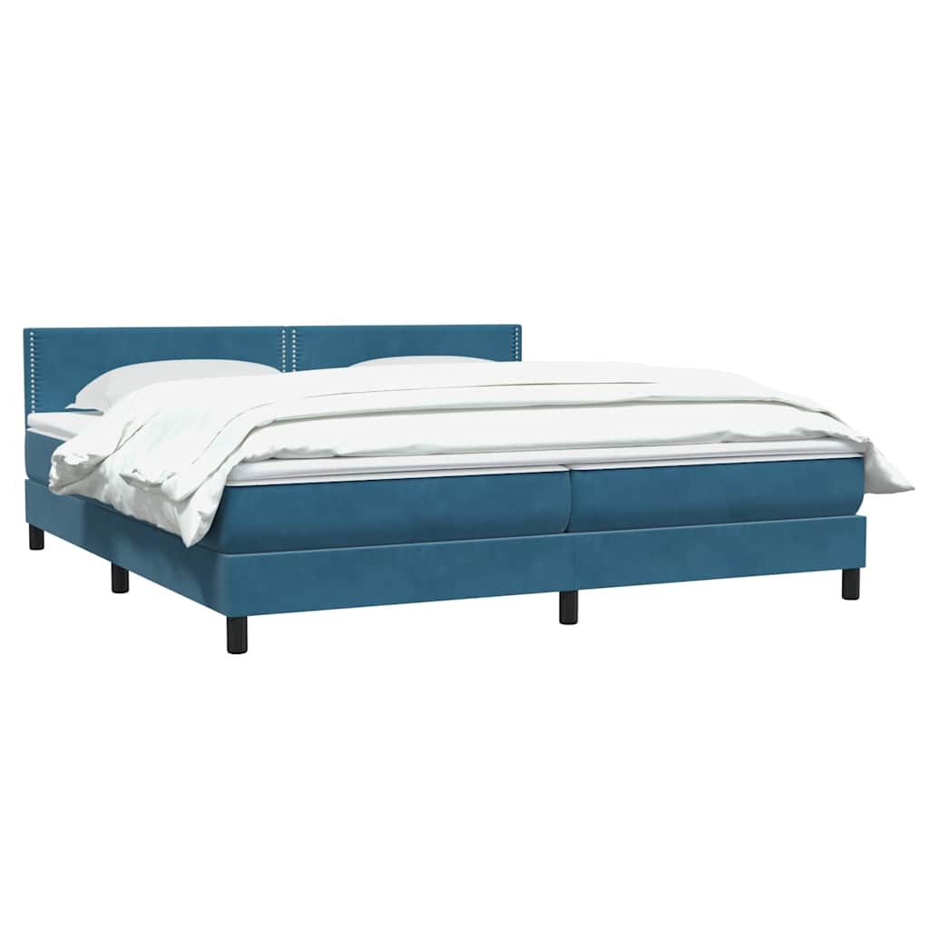 vidaXL Boxspringbett mit Matratze Dunkelblau 180x220 cm Samt