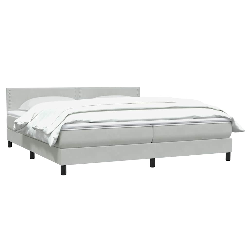 vidaXL Boxspringbett mit Matratze Hellgrau 200x220 cm Samt