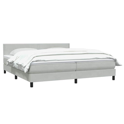 vidaXL Boxspringbett mit Matratze Hellgrau 200x220 cm Samt