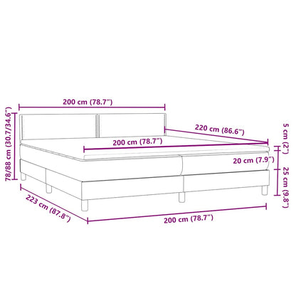 vidaXL Boxspringbett mit Matratze Hellgrau 200x220 cm Samt