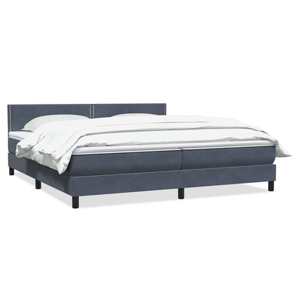 vidaXL Boxspringbett mit Matratze Dunkelgrau 200x220 cm Samt