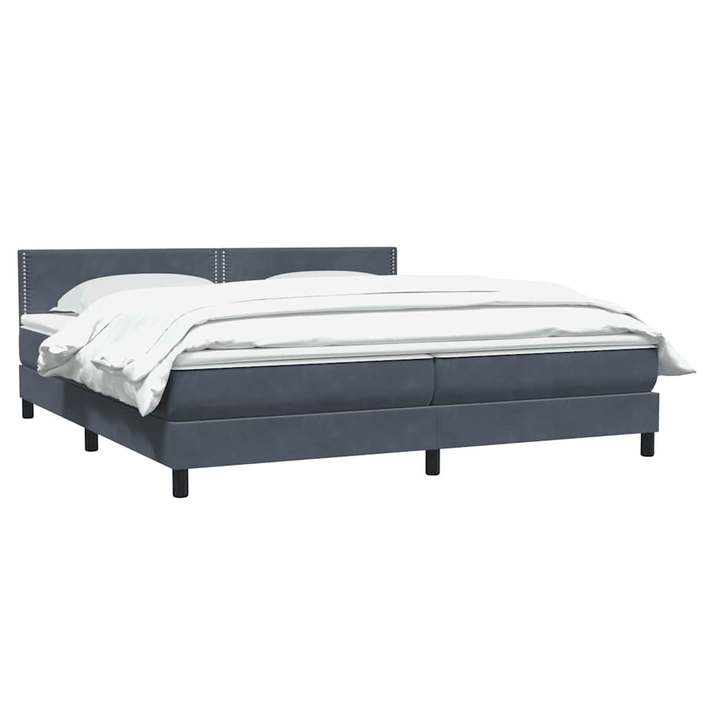vidaXL Boxspringbett mit Matratze Dunkelgrau 200x220 cm Samt