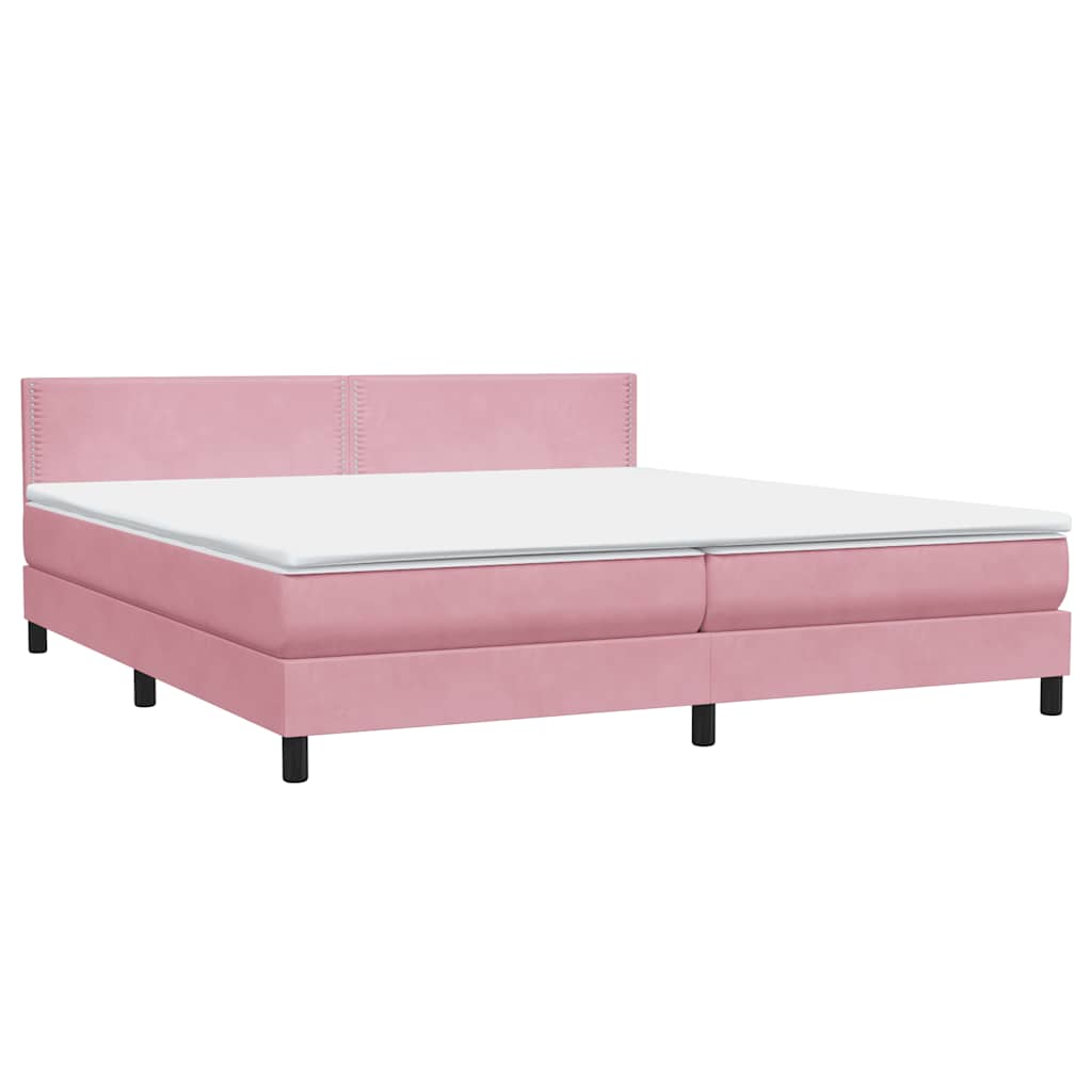 vidaXL Lit boxspring avec matelas Rose 200x220 cm Velours