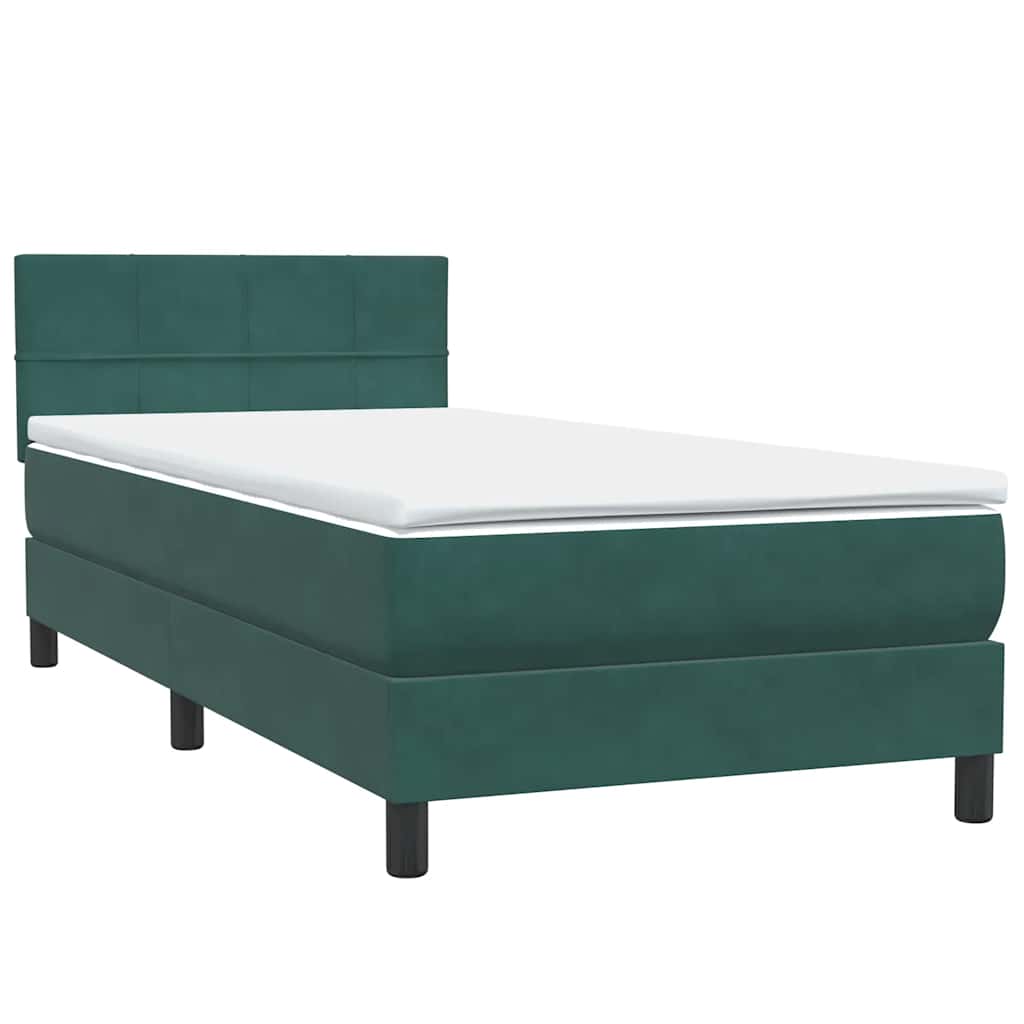 vidaXL Boxspringbett mit Matratze Dunkelgrün 80x210 cm Samt