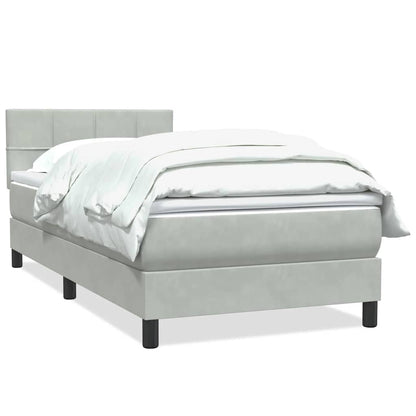 vidaXL Boxspringbett mit Matratze Hellgrau 100x210 cm Samt