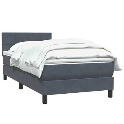 vidaXL Boxspringbett mit Matratze Dunkelgrau 100x210 cm Samt