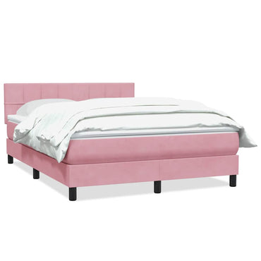 vidaXL Boxspringbett mit Matratze Rosa 140x210 cm Samt