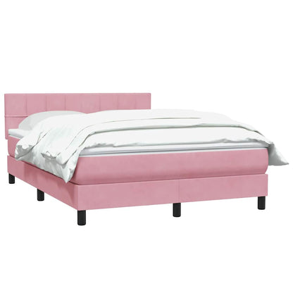 vidaXL Boxspringbett mit Matratze Rosa 140x210 cm Samt