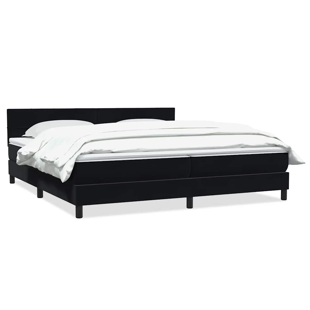 vidaXL Lit tapissier avec matelas Noir 180x210 cm Velours