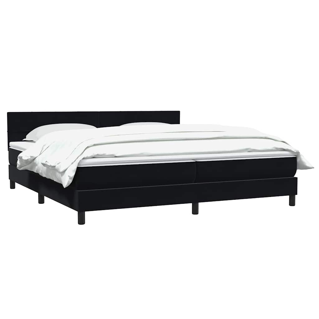 vidaXL Lit tapissier avec matelas Noir 180x210 cm Velours