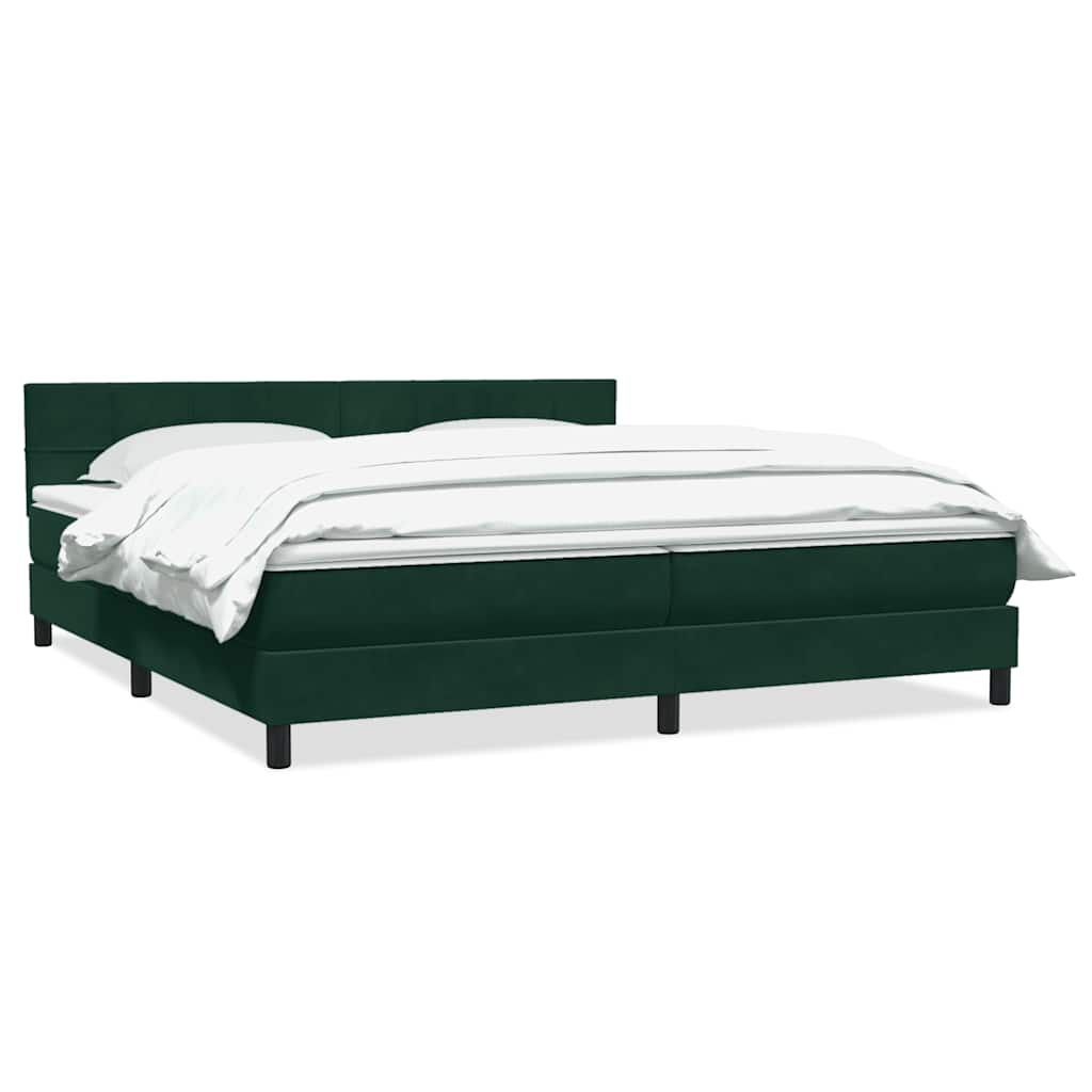 vidaXL Boxspringbett mit Matratze Dunkelgrün 180x210 cm Samt