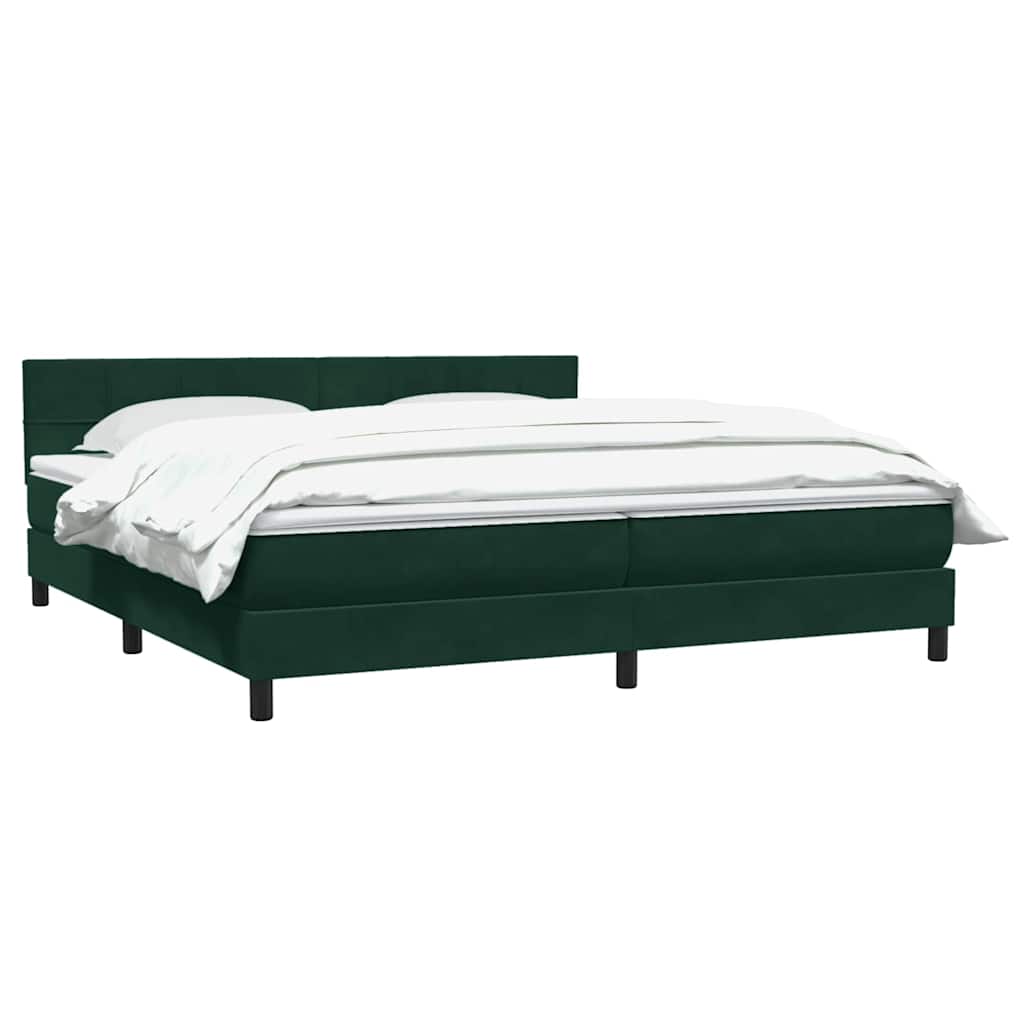 vidaXL Boxspringbett mit Matratze Dunkelgrün 180x210 cm Samt