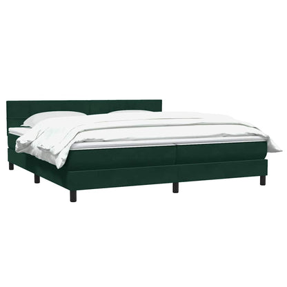 vidaXL Boxspringbett mit Matratze Dunkelgrün 180x210 cm Samt
