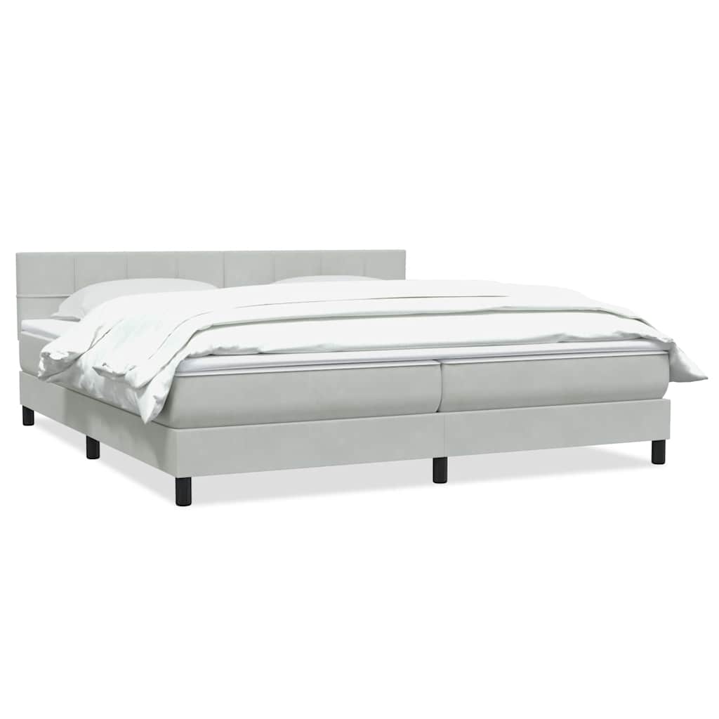 vidaXL Boxspringbett mit Matratze Hellgrau 200x210 cm Samt