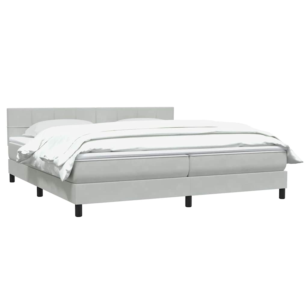 vidaXL Boxspringbett mit Matratze Hellgrau 200x210 cm Samt