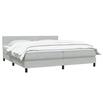 vidaXL Boxspringbett mit Matratze Hellgrau 200x210 cm Samt